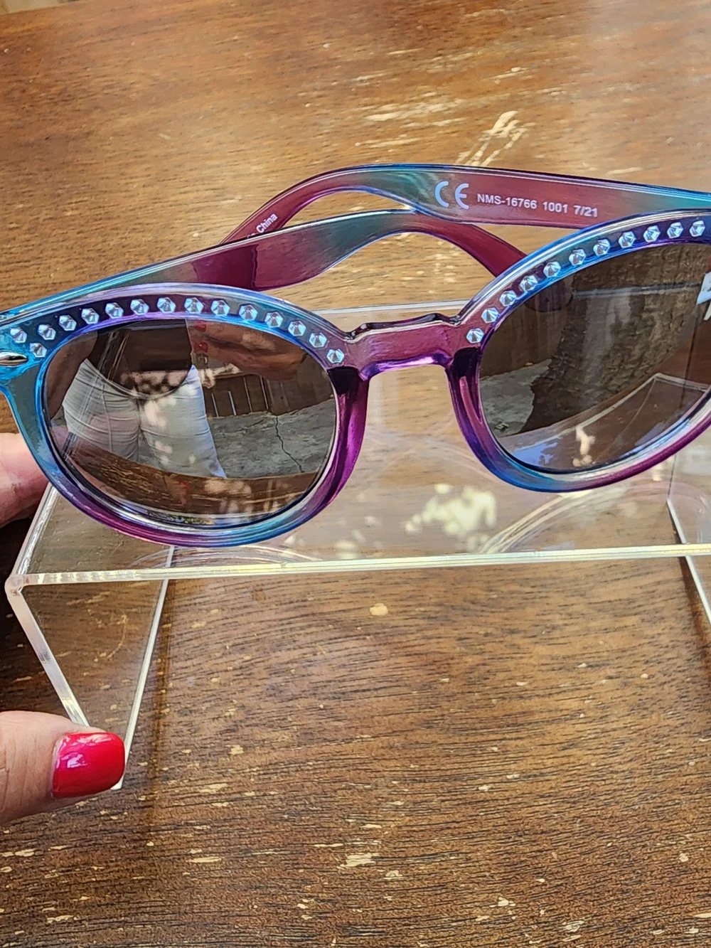 Bling Rhinestone Ombre Sunglasses Blue Purple Pink Classic Frame Festival Rave